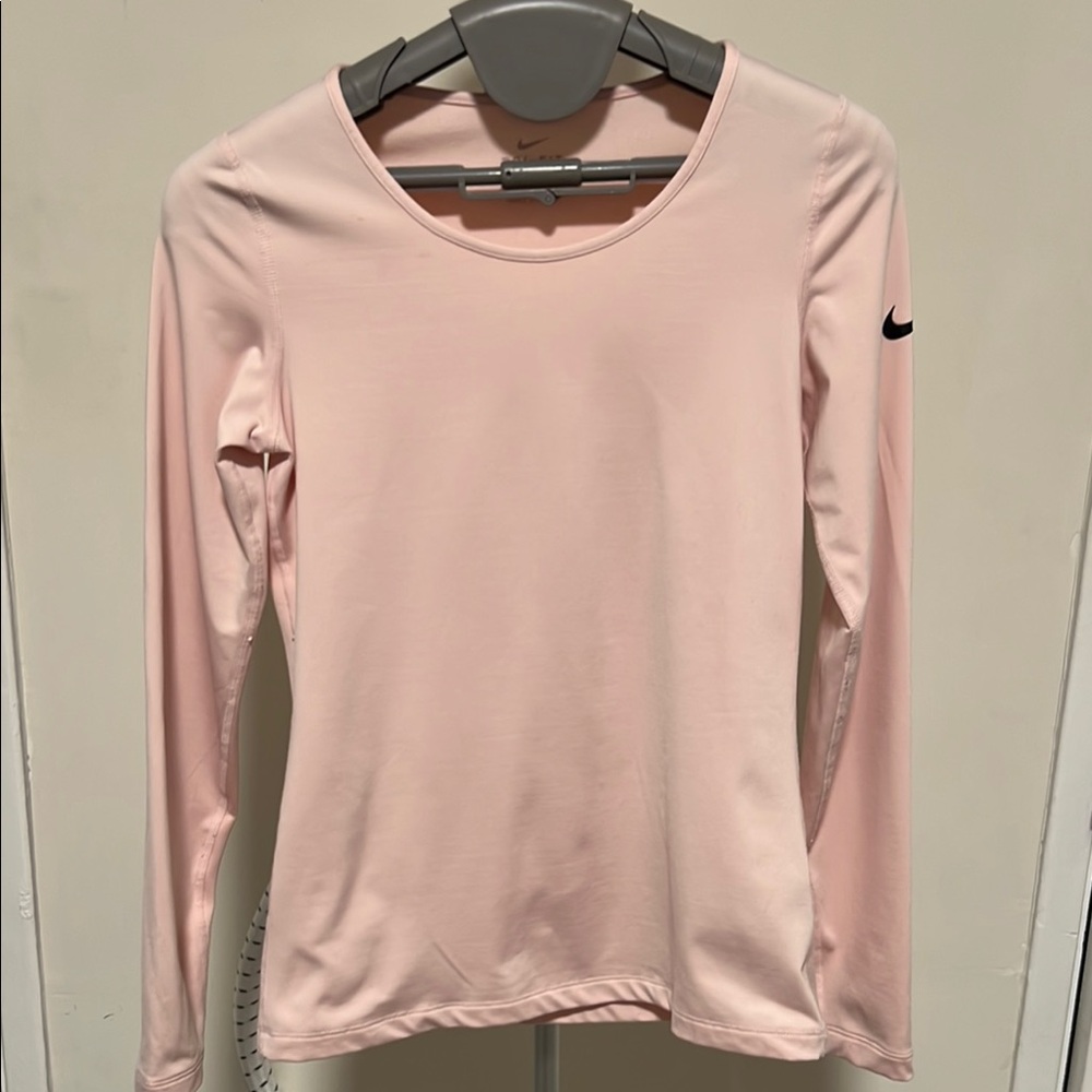 Nike Pink Fitted Long Sleeve Tee